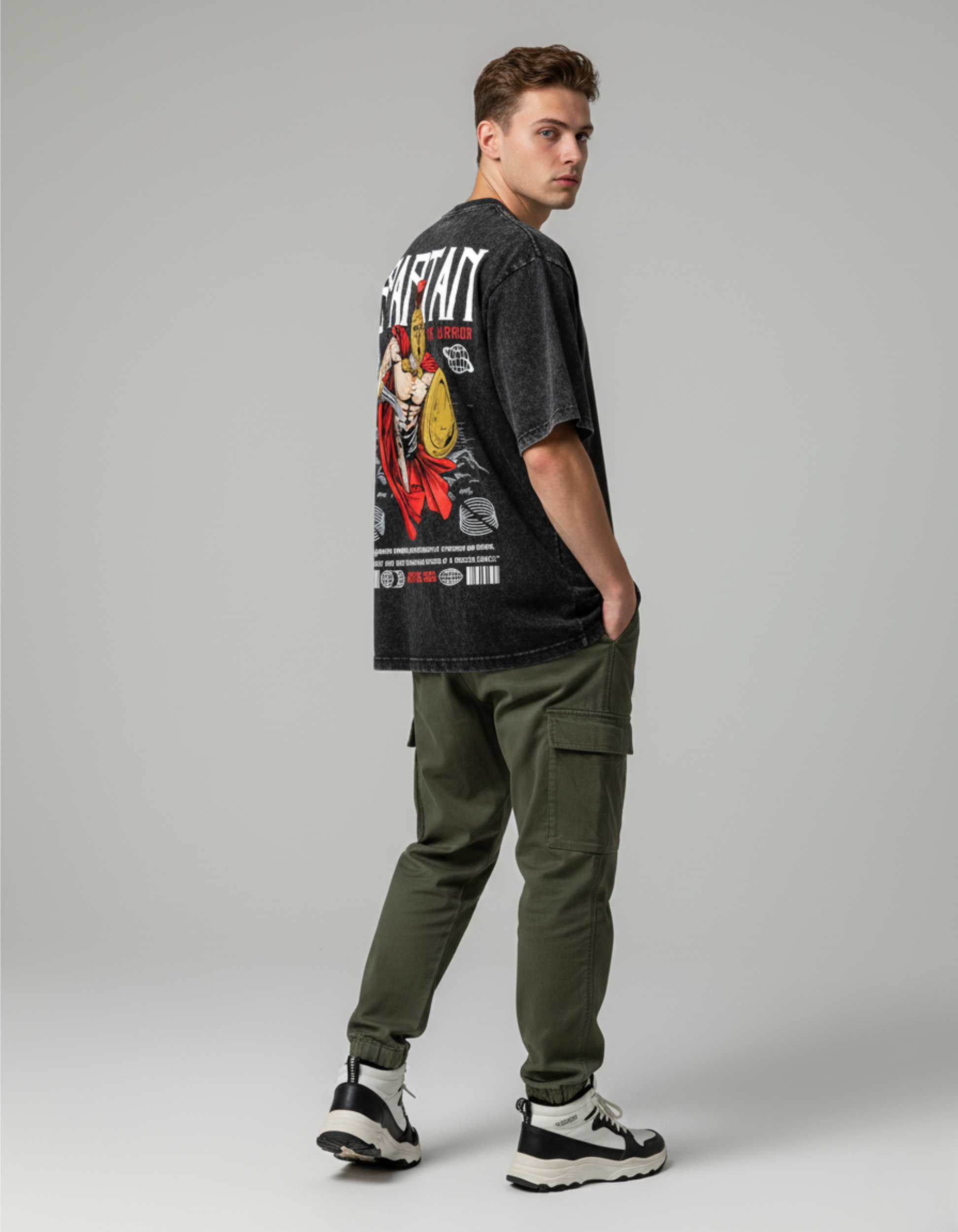 SPARTAN Unisex Oversized Acid Washed T-shirt (200 GSM)