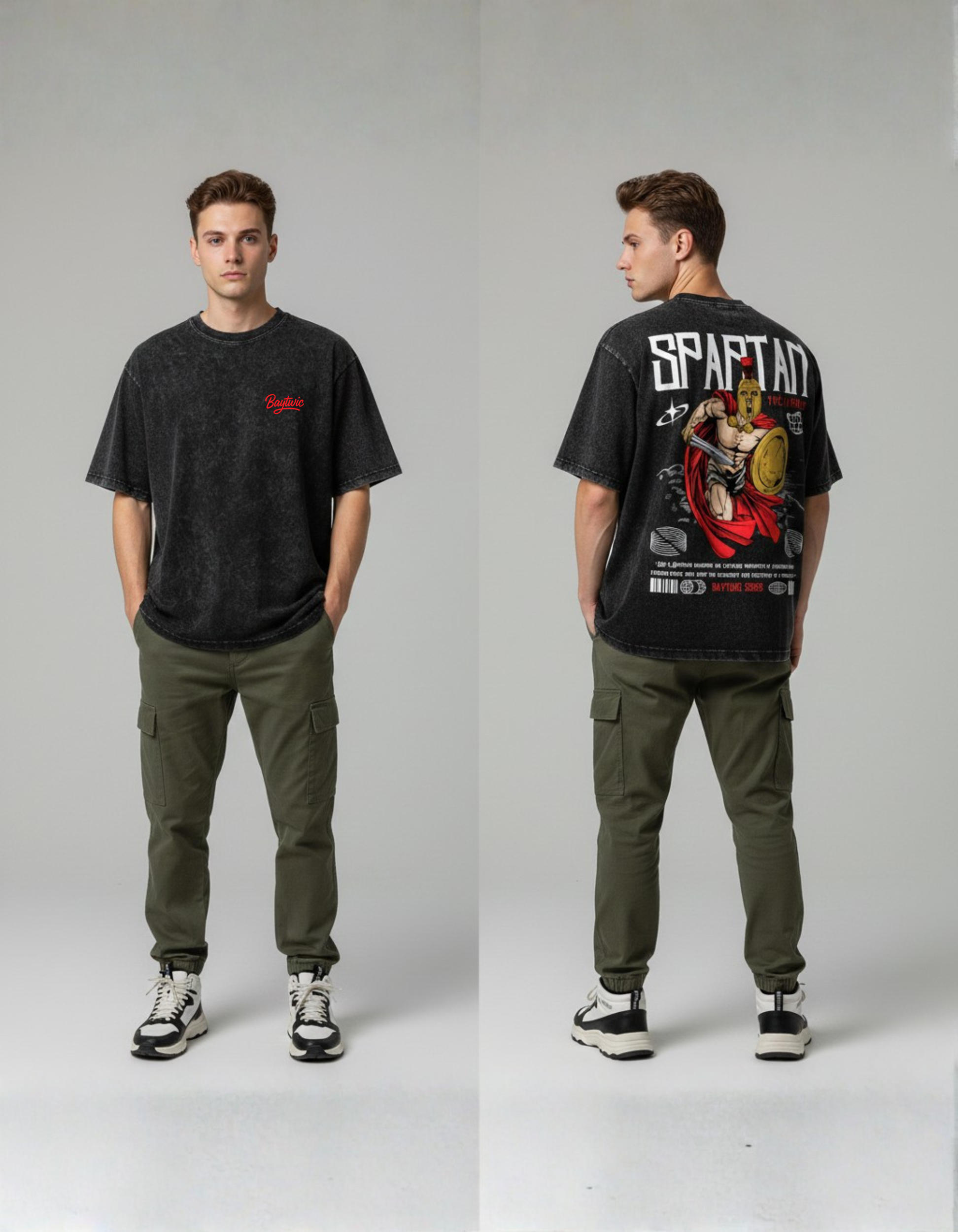 SPARTAN Unisex Oversized Acid Washed T-shirt (200 GSM)
